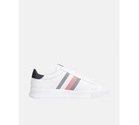 Tommy Hilfiger Zapatillas de piel con talón a contraste y bandera distintiva en el lateral de Tommy Hilfiger. Blanco 45