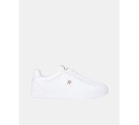 Tommy Hilfiger Zapatillas de piel estilo casco con insignia dorada TH en el lateral de Tommy Hilfiger. Blanco 40