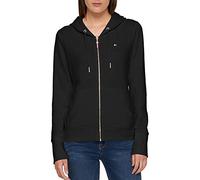 Tommy Hilfiger Chaqueta con Capucha de Terry French con Cremallera, Color Liso Sudadera, Negro, L para Mujer