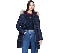 Tommy Jeans Abrigo de Plumas Mujer Essential Hooded Down Coat con Piel Sintética, Azul (Dark Night Navy), M