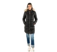 Tommy Jeans Abrigo de Plumas Mujer Essential Hooded Down Coat con Piel Sintética, Negro (Black), L