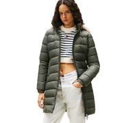 Tommy Jeans Abrigo de plumas Mujer Essential Hooded Down Coat con piel sintética, Verde (Pewter Green), XS