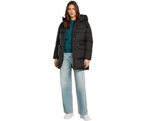 Tommy Jeans Abrigo de Plumas Mujer Midi Puffer con Capucha, Negro (Black), XXS