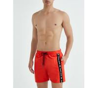 Tommy Jeans Bañador de hombre largo medio con banda lateral. Rojo S