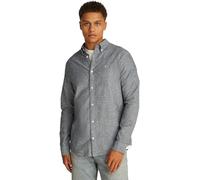 Tommy Jeans Camisa Hombre Linen Blend Regular Fit, Azul (Dark Night Navy), S