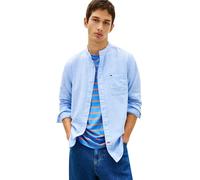 Tommy Jeans Camisa Hombre Linen con Cuello Mao, Azul (Blue Twilight), M