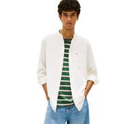 Tommy Jeans Camisa Hombre Linen con Cuello Mao, Blanco (Ecru), XXL