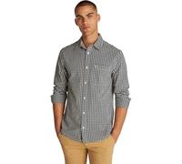 Tommy Jeans Camisa Hombre Poplin Check Manga Larga, Negro (Black), XS