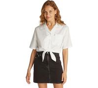 Tommy Jeans Camisa Mujer Linen Cropped, Blanco (Ecru), XS