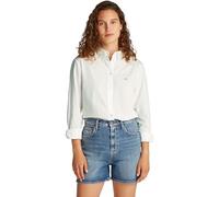 Tommy Jeans Camisa Mujer Pinstripe Poplin Regular Fit, Blanco (Ecru), M