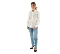 Tommy Jeans Camisa Mujer Pinstripe Poplin Regular Fit, Blanco (Ecru), S