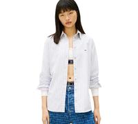 Tommy Jeans Camisa Oxford TJW REG DW0DW19890 L/S para Mujer, Color Azul (bígaro Oscuro/Rayas), Talla S, Azul (Periwinkle Dusk/Stripe), S