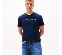 Tommy Jeans Camiseta de Manga Corta Hombre Linear Logo de algodón, Azul (Dark Night Navy), XXL