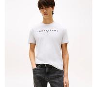 Tommy Jeans Camiseta de Manga Corta Hombre Linear Logo de algodón, Gris (Silver Grey), XL