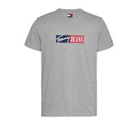 Tommy Jeans Camiseta de Manga Hombre Slim Entry Graphic con Cuello Redondo, Gris (Grey Htr), M