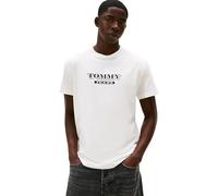 Tommy Jeans Camiseta de Manga Corta Hombre Bills Font con Cuello Redondo, Blanco (Ecru), M