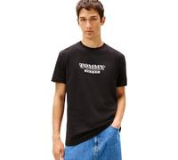 Tommy Jeans Camiseta de Manga Corta Hombre Bills Font con Cuello Redondo, Negro (Black), M