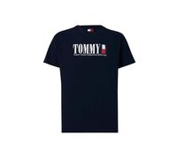 Tommy Jeans Camiseta de Manga Corta Hombre Flag tee Regular Fit, Azul (Dark Night Navy), XL