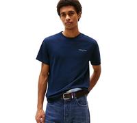 Tommy Jeans Camiseta de Manga Corta Hombre Linear Chest tee Slim Fit, Azul (Dark Night Navy), M