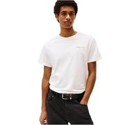 Tommy Jeans Camiseta de Manga Corta Hombre Linear Chest tee Slim Fit, Blanco (Ecru), S
