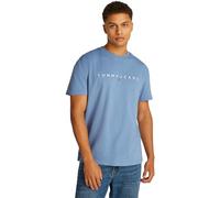 Tommy Jeans Camiseta de Manga Corta Hombre Linear Logo de algodón, Azul (Colorado Blue), L