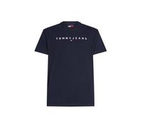 Tommy Jeans Camiseta de Manga Corta Hombre Linear Logo de algodón, Azul (Dark Night Navy), XL