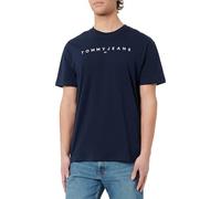 Tommy Jeans Camiseta de Manga Corta Hombre Linear Logo de algodón, Azul (Dark Night Navy), XXL