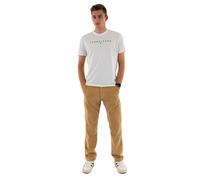 Tommy Jeans Camiseta de Manga Corta Hombre Linear Logo de algodón, Blanco (White), XS