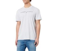 Tommy Jeans Camiseta de Manga Corta Hombre Linear Logo de algodón, Gris (Silver Grey), L