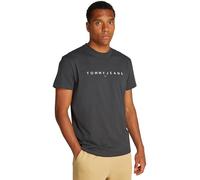 Tommy Jeans Camiseta de Manga Corta Hombre Linear Logo de algodón, Gris (Washed Black), XS