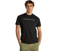 Tommy Jeans Camiseta de Manga Corta Hombre Linear Logo de algodón, Negro (Black), S