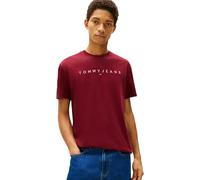 Tommy Jeans Camiseta de Manga Corta Hombre Linear Logo de algodón, Rojo (Red Wine Multi), XS