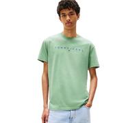 Tommy Jeans Camiseta de Manga Corta Hombre Linear Logo de algodón, Verde (Cloudy Jade Multi), XS