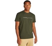 Tommy Jeans Camiseta de Manga Corta Hombre Linear Logo de algodón, Verde (Fatigue Green), XS