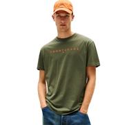 Tommy Jeans Camiseta de Manga Corta Hombre Linear Logo de algodón, Verde (Pewter Green Multi), S