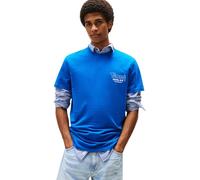 Tommy Jeans Camiseta de Manga Corta Hombre Slim Font Play con Cuello Redondo, Azul (Vibrant Indigo), S