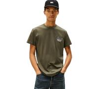 Tommy Jeans Camiseta de Manga Corta Hombre Slim Font Play con Cuello Redondo, Verde (Pewter Green), L