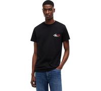 Tommy Jeans Camiseta de Manga Corta Hombre Slim Sign con Logotipo, Negro (Black), XXL
