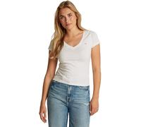 Tommy Jeans Camiseta Slim de manga corta para mujer con cuello de pico Blanco (Ecru) XS