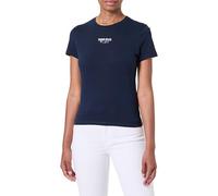 Tommy Jeans Camiseta de Manga Corta Mujer Slim Essential Logo Cropped, Azul (Dark Night Navy), M