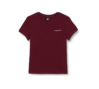 Tommy Jeans Camiseta de Manga Corta Mujer Slim Fit Linear con Cuello Redondo, Rojo (Deep Rouge), XXS