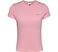 Tommy Jeans Camiseta de Manga Corta Mujer Slim Fit Linear con Cuello Redondo, Rosa (Ballet Pink), XL