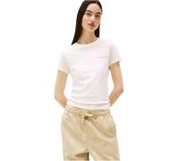 Tommy Jeans Camiseta de Manga Corta Mujer Slim Linear con Cuello Redondo, Marfil (Ancient White), XL