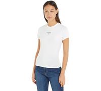 Tommy Jeans Camiseta de Manga Corta Mujer Slim Logo Cuello Redondo, Blanco (White), XXS
