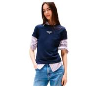 Tommy Jeans Camiseta de Manga Corta Mujer Slim Logo tee con Cuello Redondo, Azul (Dark Night Navy), 3XL