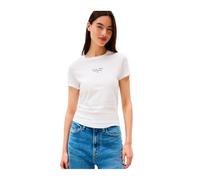 Tommy Jeans Camiseta de Manga Corta Mujer Slim Logo tee con Cuello Redondo, Blanco (Ecru), XS