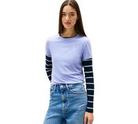 Tommy Jeans Camiseta de Manga Corta Mujer Slim Logo tee con Cuello Redondo, Morado (Vintage Iris), L