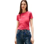 Tommy Jeans Camiseta de Manga Corta Mujer Slim Logo tee con Cuello Redondo, Rojo (Vintage Cerise), S
