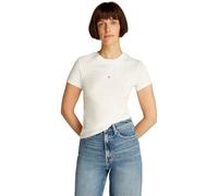 Tommy Jeans Camiseta de Manga Corta Mujer Tonal Linear tee Slim Fit, Blanco (Ecru), M