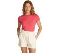 Tommy Jeans Camiseta de Manga Corta Mujer Tonal Linear tee Slim Fit, Rojo (Amour), XS